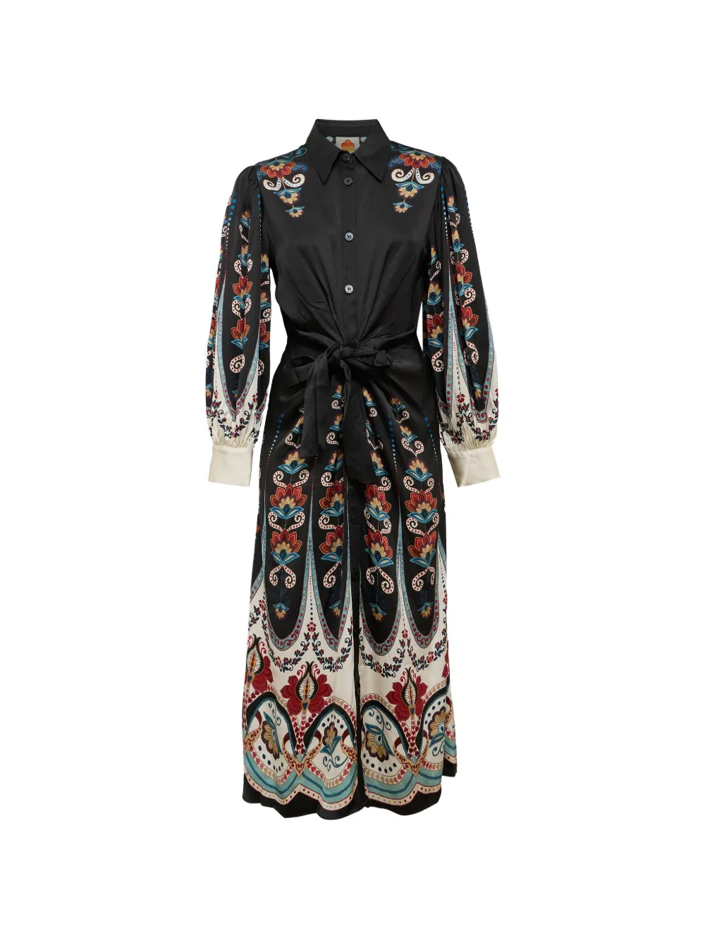 FARM Rio Nikita Winter Long Sleeve Midi Dress | Negro | FARFETCH MX