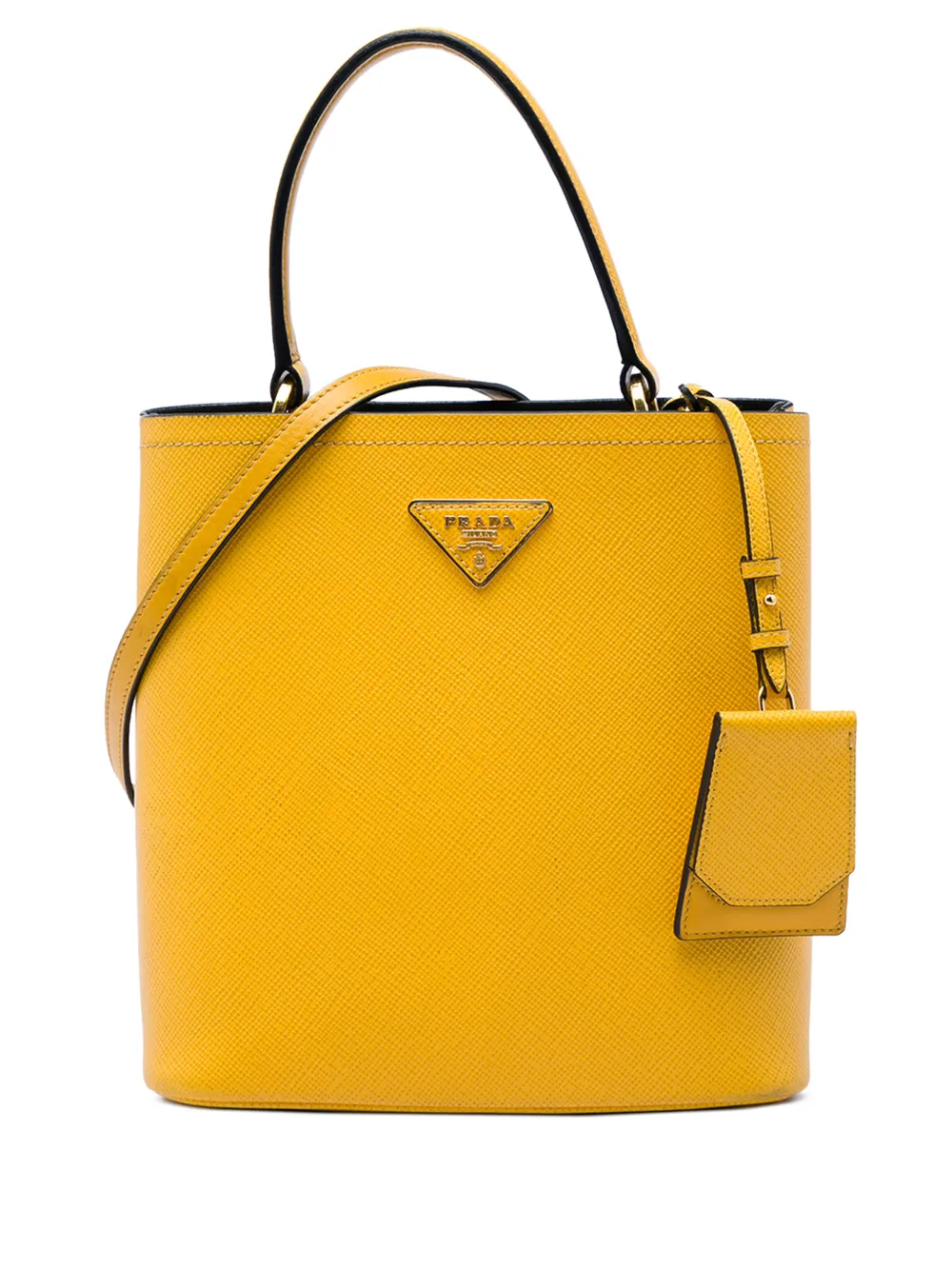 Prada Pre-Owned 2010-2026 Medium Saffiano Cuir Panier Bucket Bag satchel - Giallo