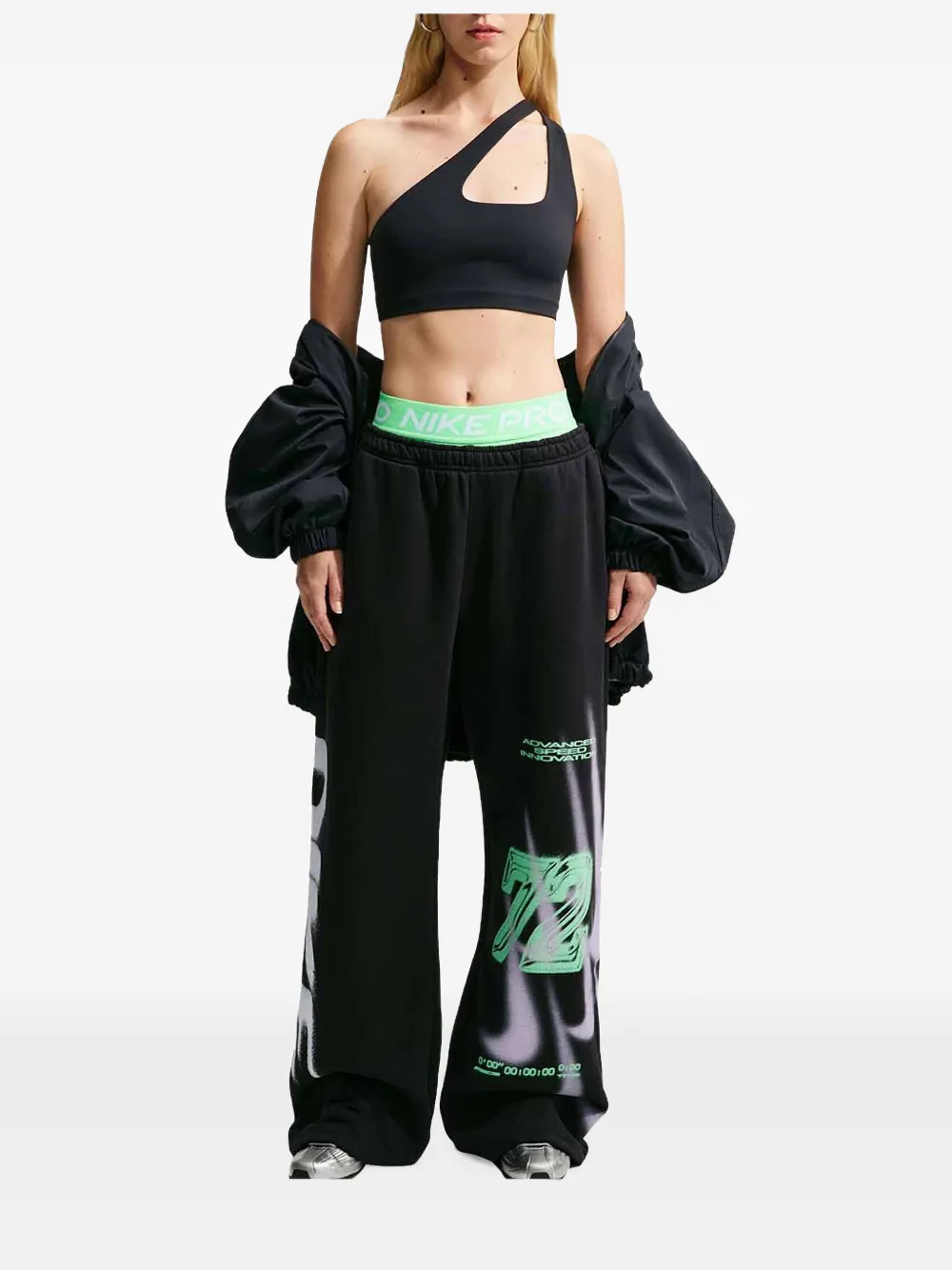 Nike graphic-print Studio Fleece track pants Zwart