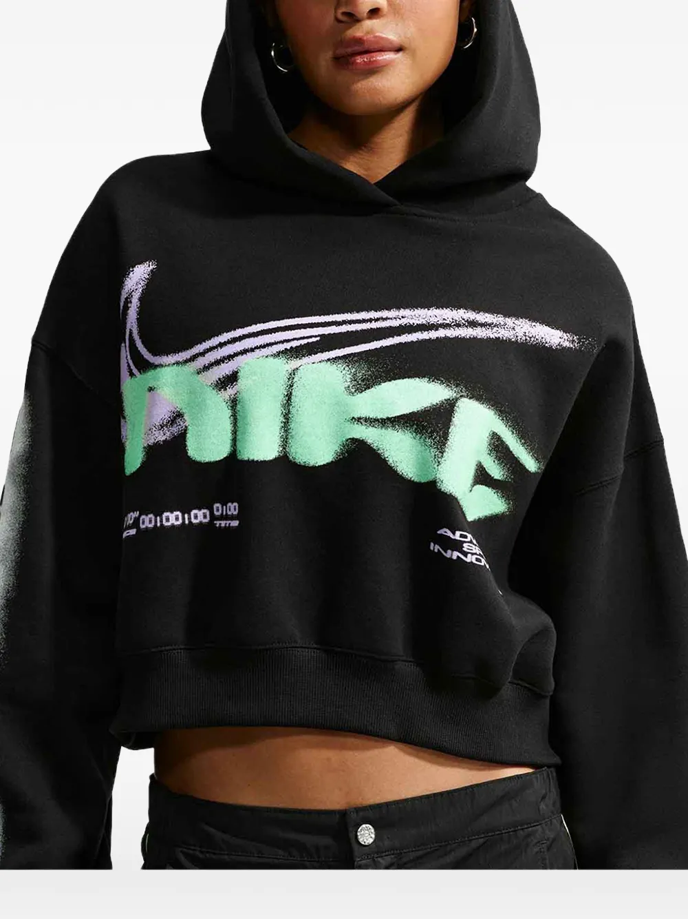 Nike Studio Fleece cropped hoodie Zwart