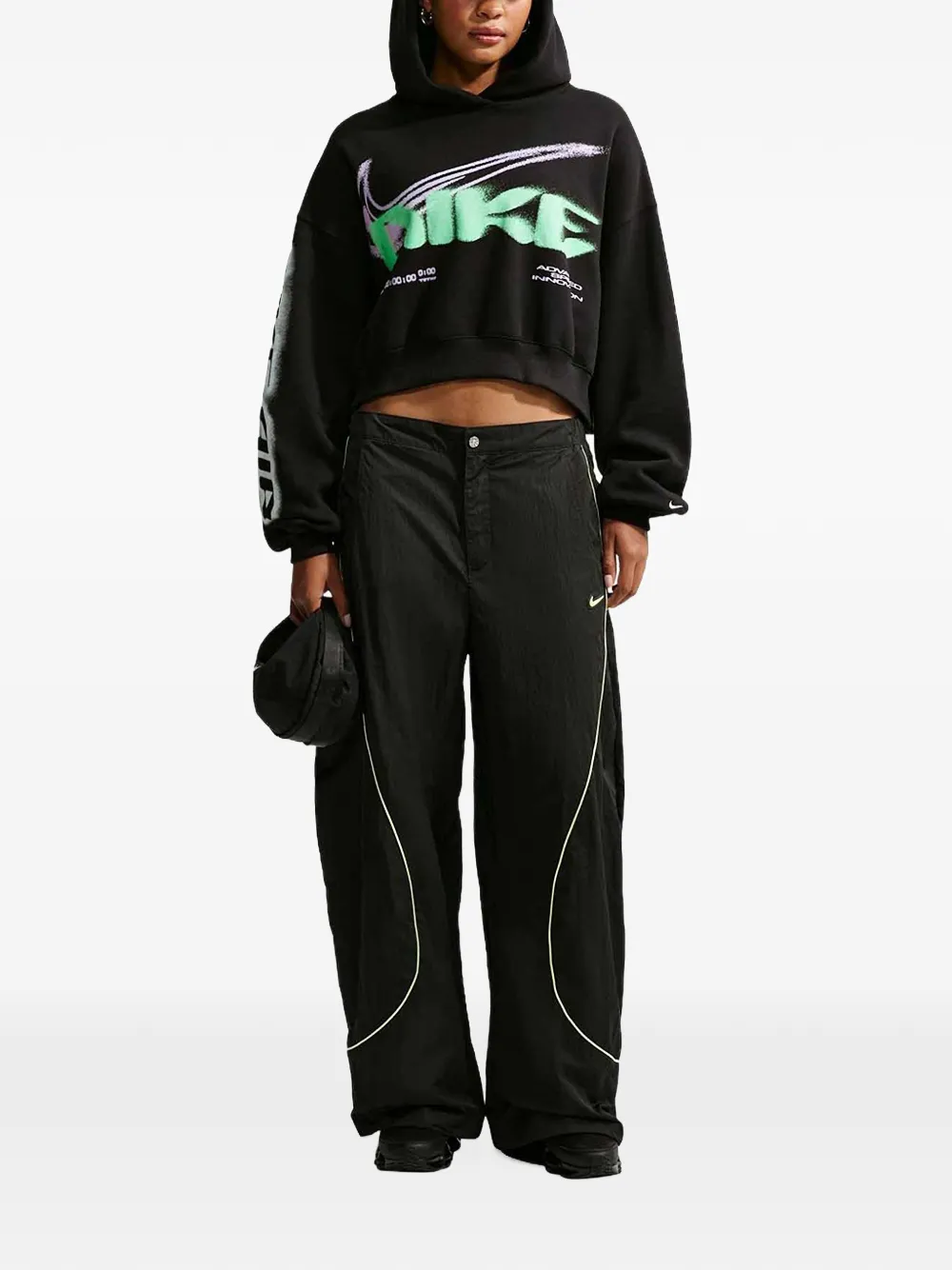 Nike Studio Fleece cropped hoodie Zwart