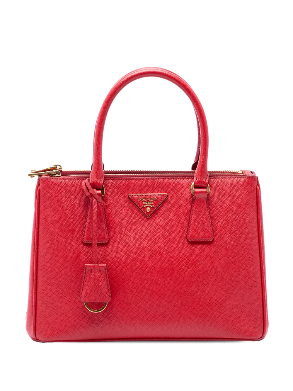 Prada Pre-Owned 2010-2026 Medium Saffiano Galleria Double Zip satchel - Rosso