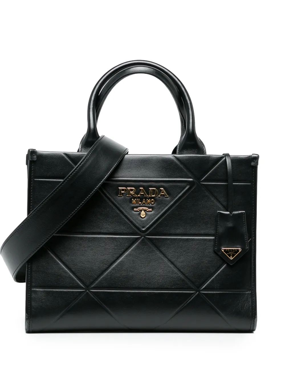 Prada Pre-Owned 2013-2026 Small Soft Calf Symbole satchel - Nero