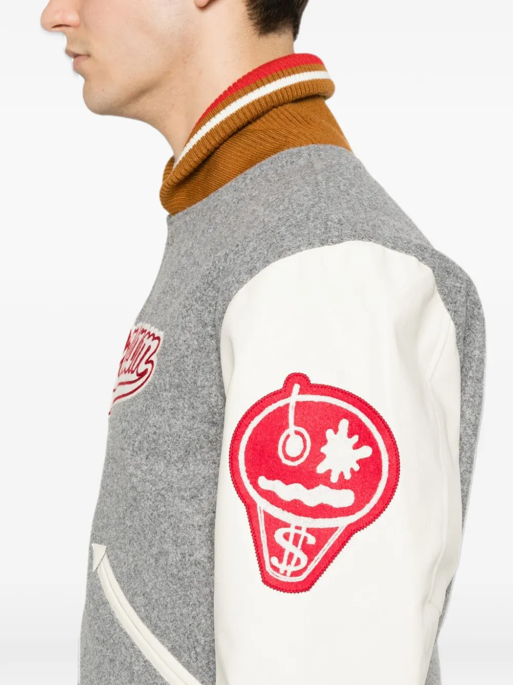 Billionaire Boys Club logo-patch bomber jacket Grijs
