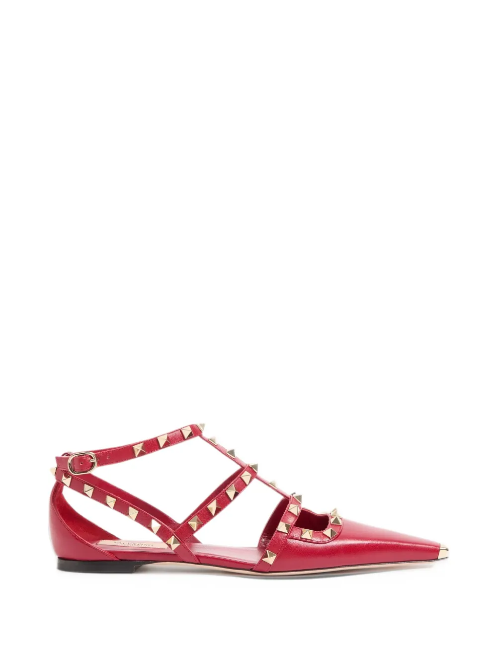 Valentino Garavani Ballerine Rockstud con punta in metallo - Rosso