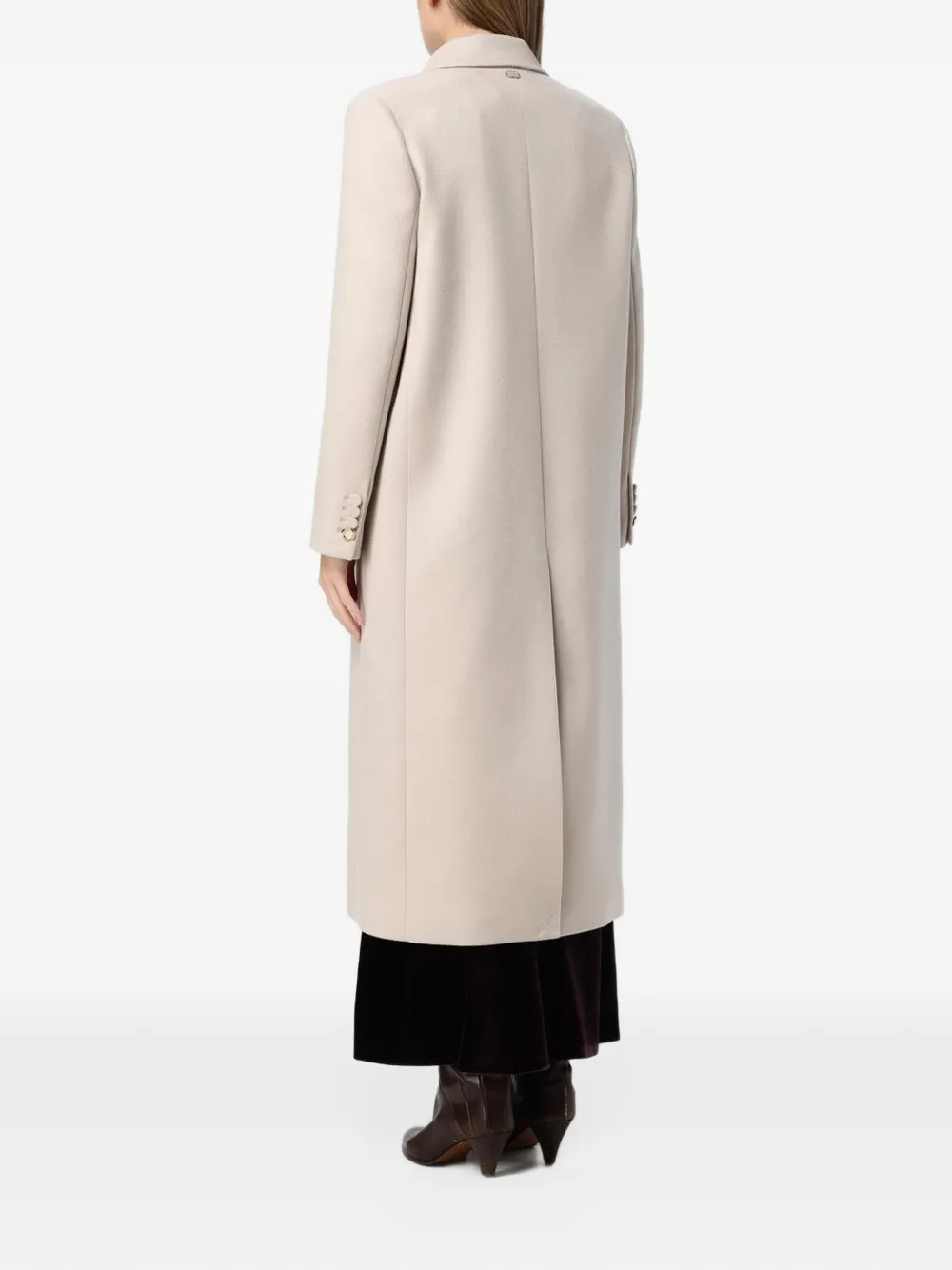 Agnona Kasjmieren jas met dubbele rij knopen en puntige revers Beige