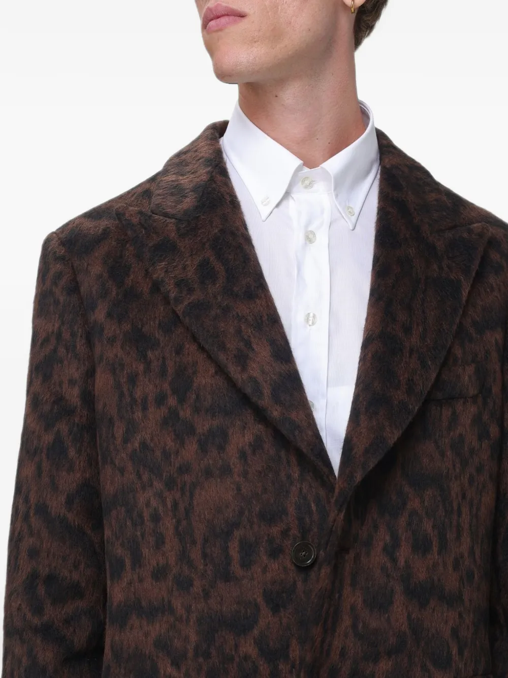 ETRO leopard-print single-breasted coat Bruin