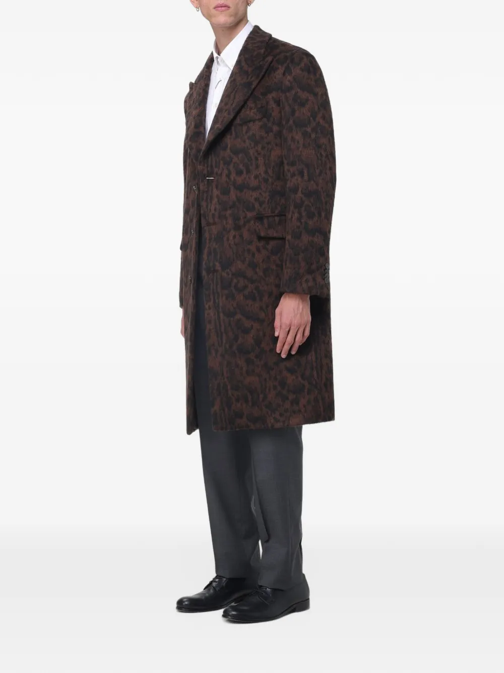 ETRO leopard-print single-breasted coat Bruin
