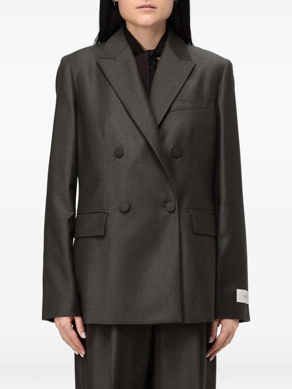 Agnona blazer en laine à boutonnière croisée - Gris