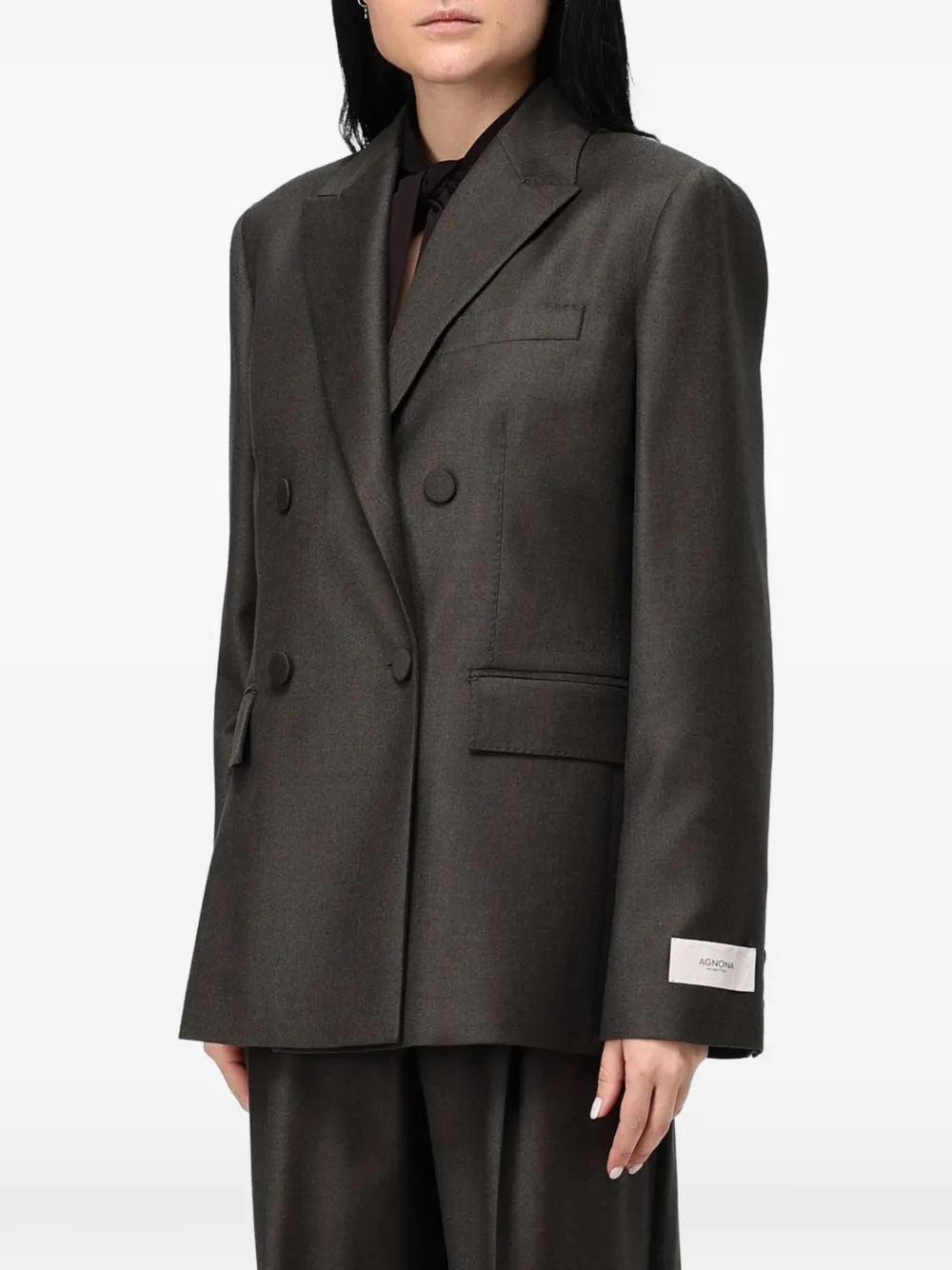 Agnona Wollen blazer met dubbele rij knopen Grijs