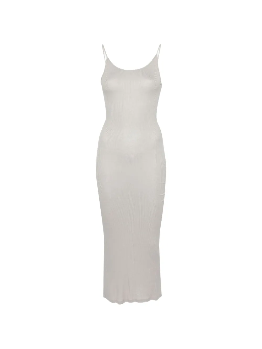 Majestic Filatures Ribgebreide maxi-jurk met ronde hals Grijs