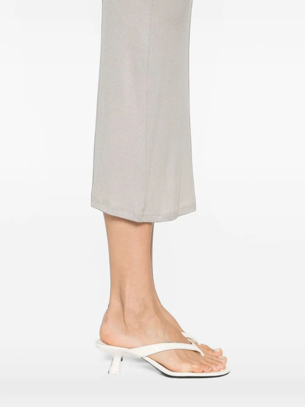 Majestic Filatures Ribgebreide maxi-jurk met ronde hals Grijs