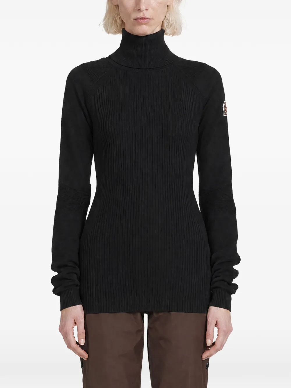 Moncler Grenoble ribbed-knit roll-neck sweater Zwart