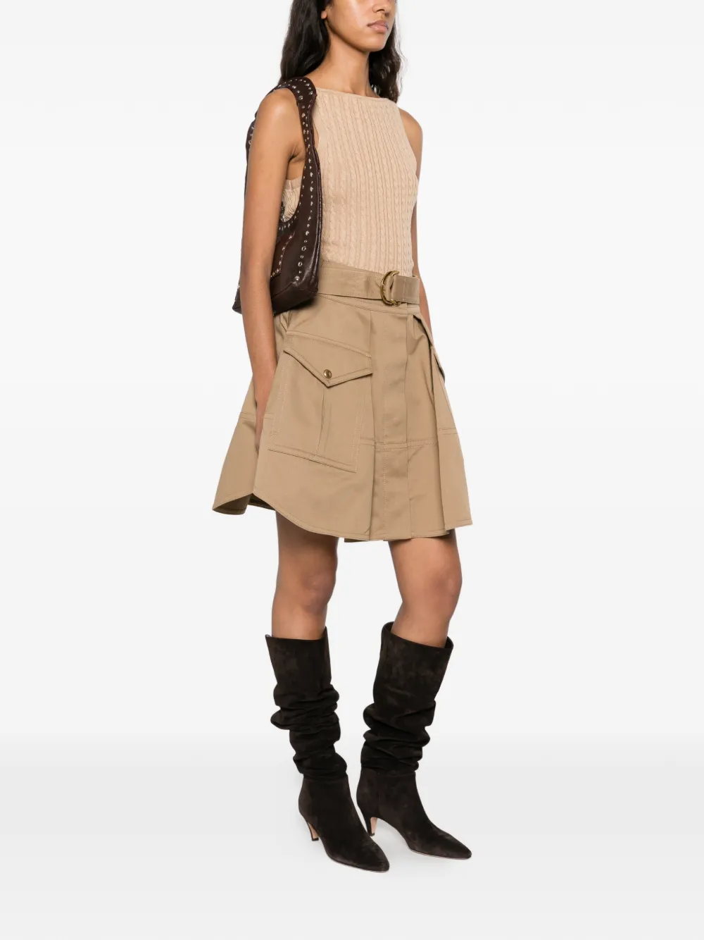 ZIMMERMANN belted cargo-pocket mini skirt Beige