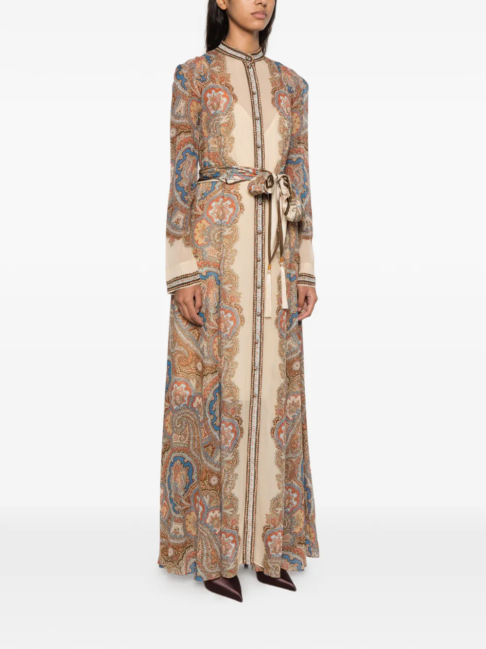 ZIMMERMANN Sheath paisley-print maxi dress Beige