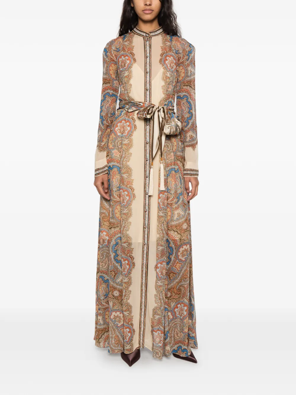 ZIMMERMANN Sheath paisley-print maxi dress Beige