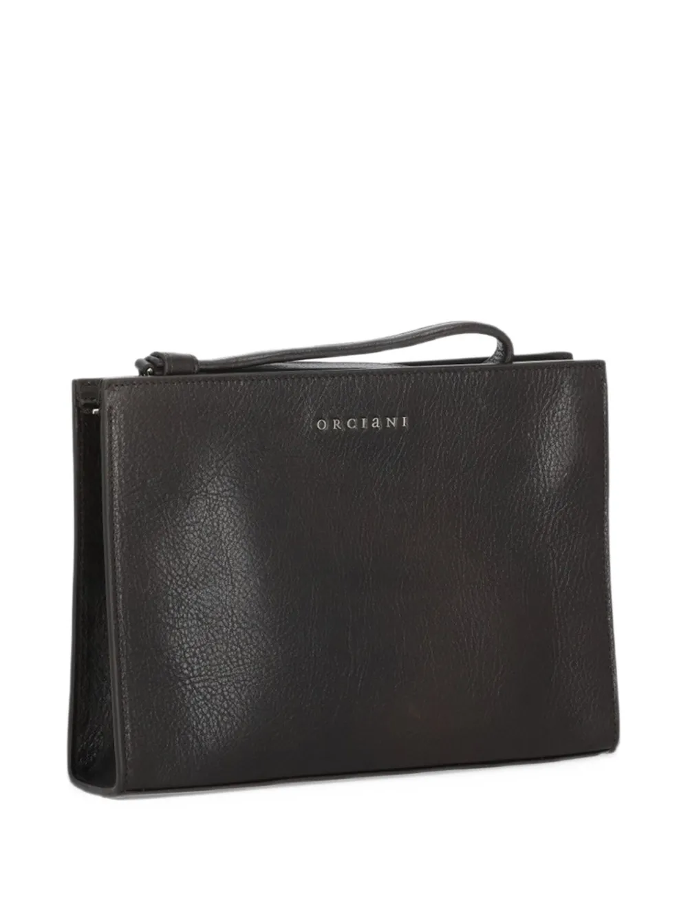 Orciani small Lagoon logo-plaque leather clutch bag Bruin