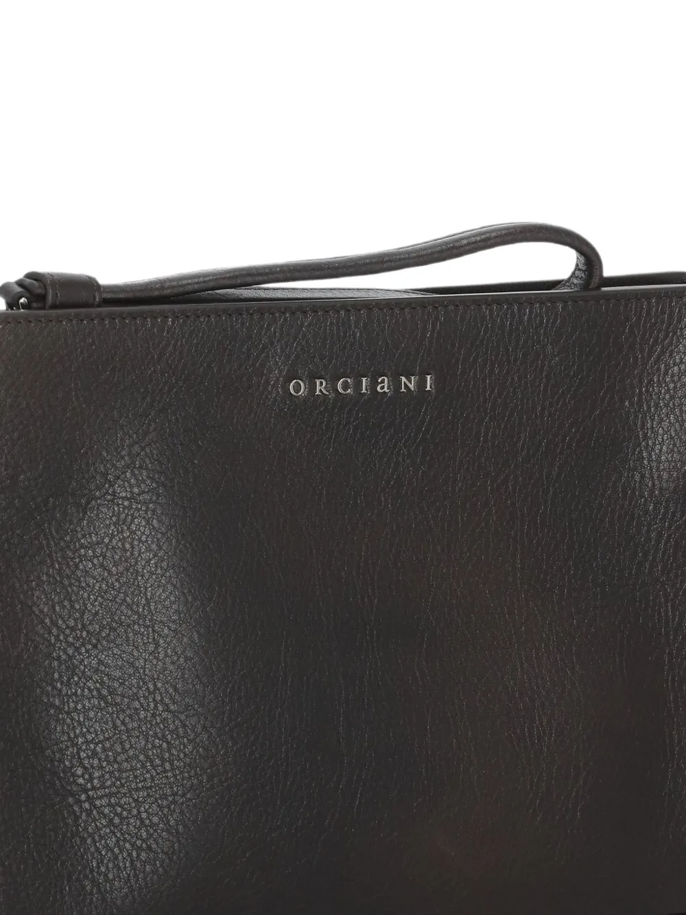 Orciani small Lagoon logo-plaque leather clutch bag Bruin