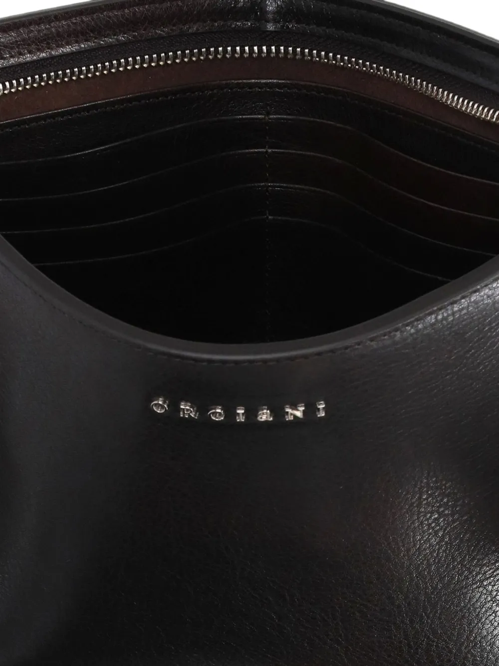 Orciani small Lagoon logo-plaque leather clutch bag Bruin