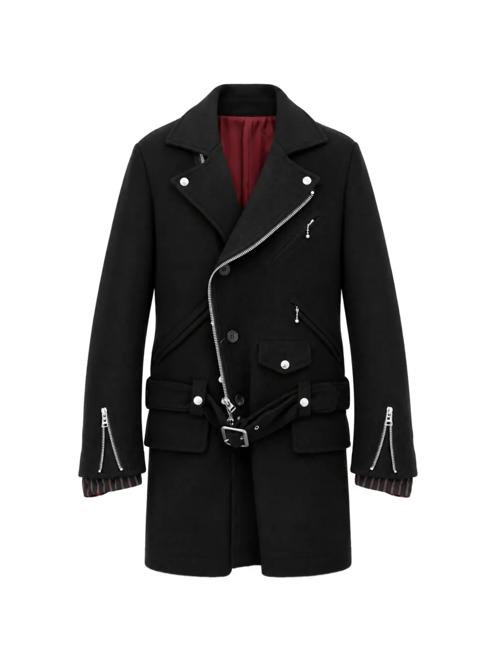 Junya Watanabe MAN biker-style belted coat - Nero