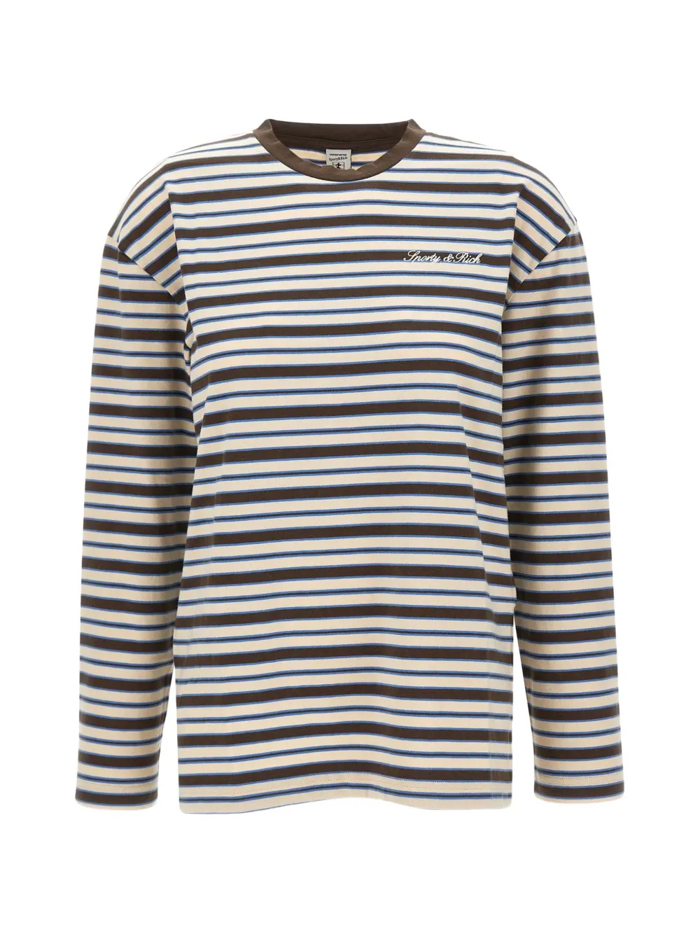 Sporty & Rich Easy striped long-sleeve T-shirt Beige