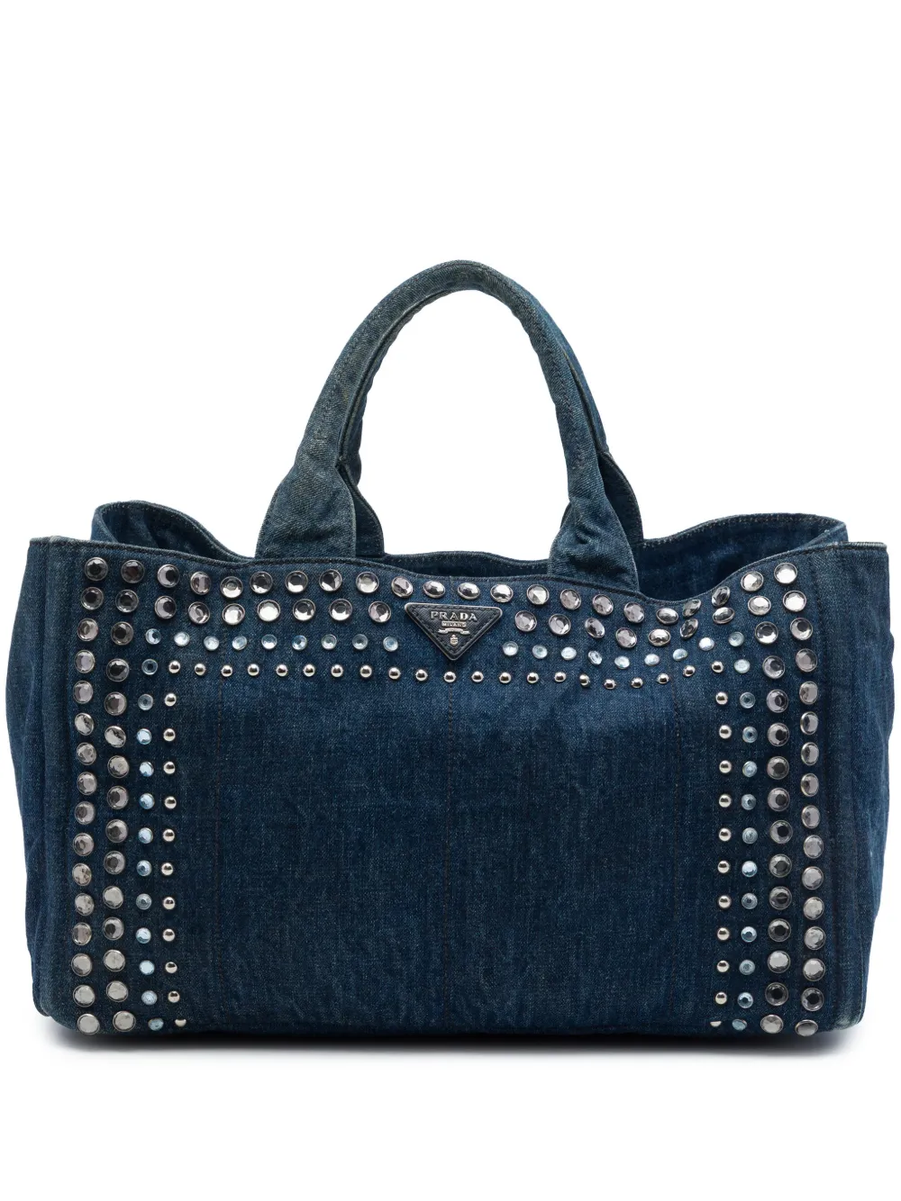 Prada Pre-Owned 2010-2026 Large Denim Canapa Bijoux satchel - Blu