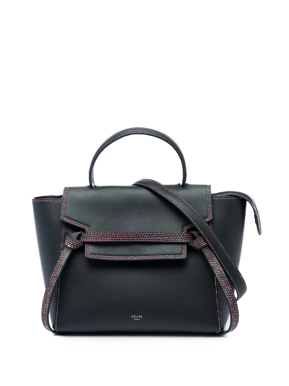 Celine Pre-Owned 2017 Micro Grained Calfskin Stitch Belt Bag satchel - Schwarz