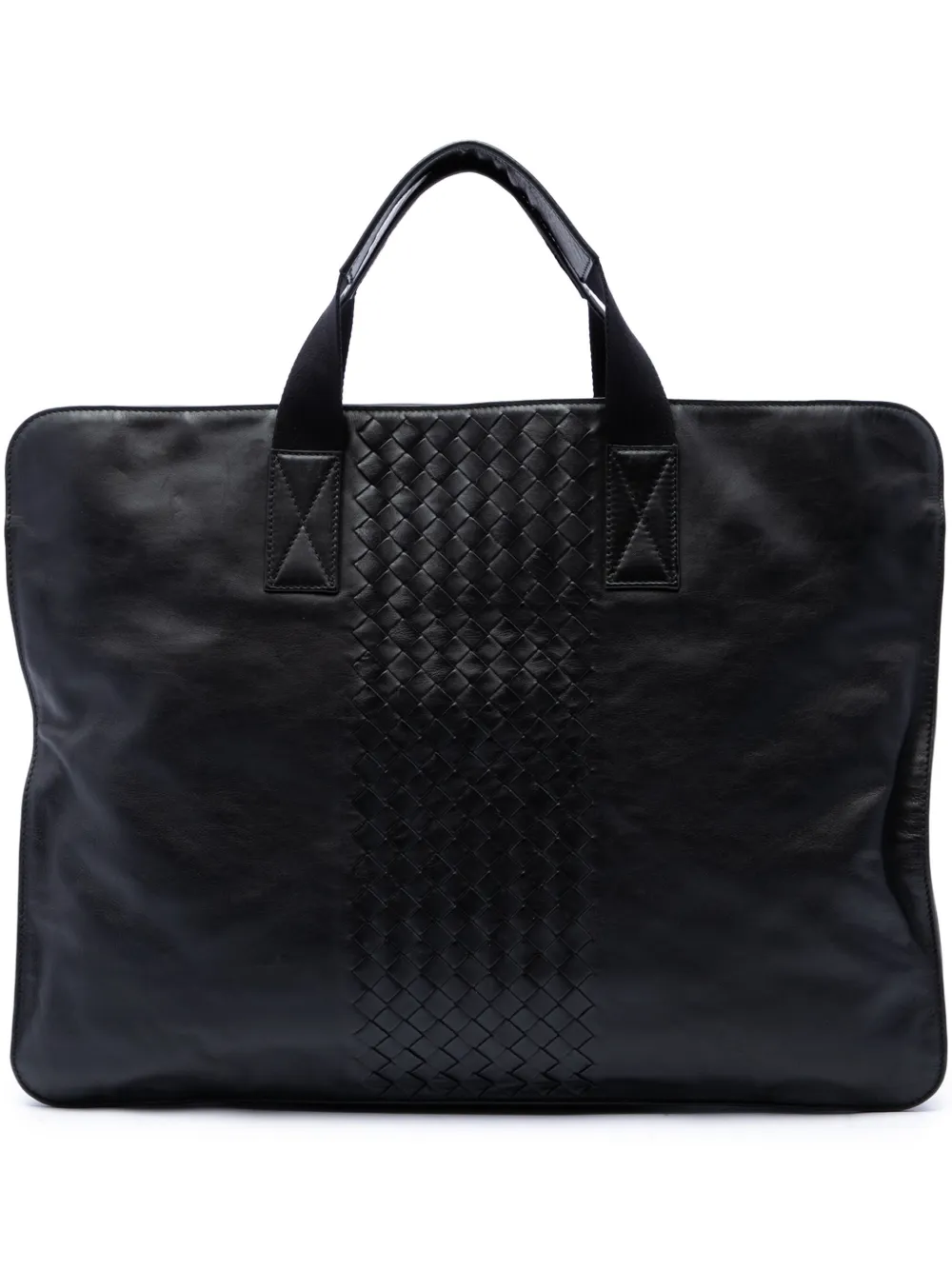 Bottega Veneta Pre-Owned 2012-2026 Intrecciato Trimmed Leather Soft Briefcase business bag - Black