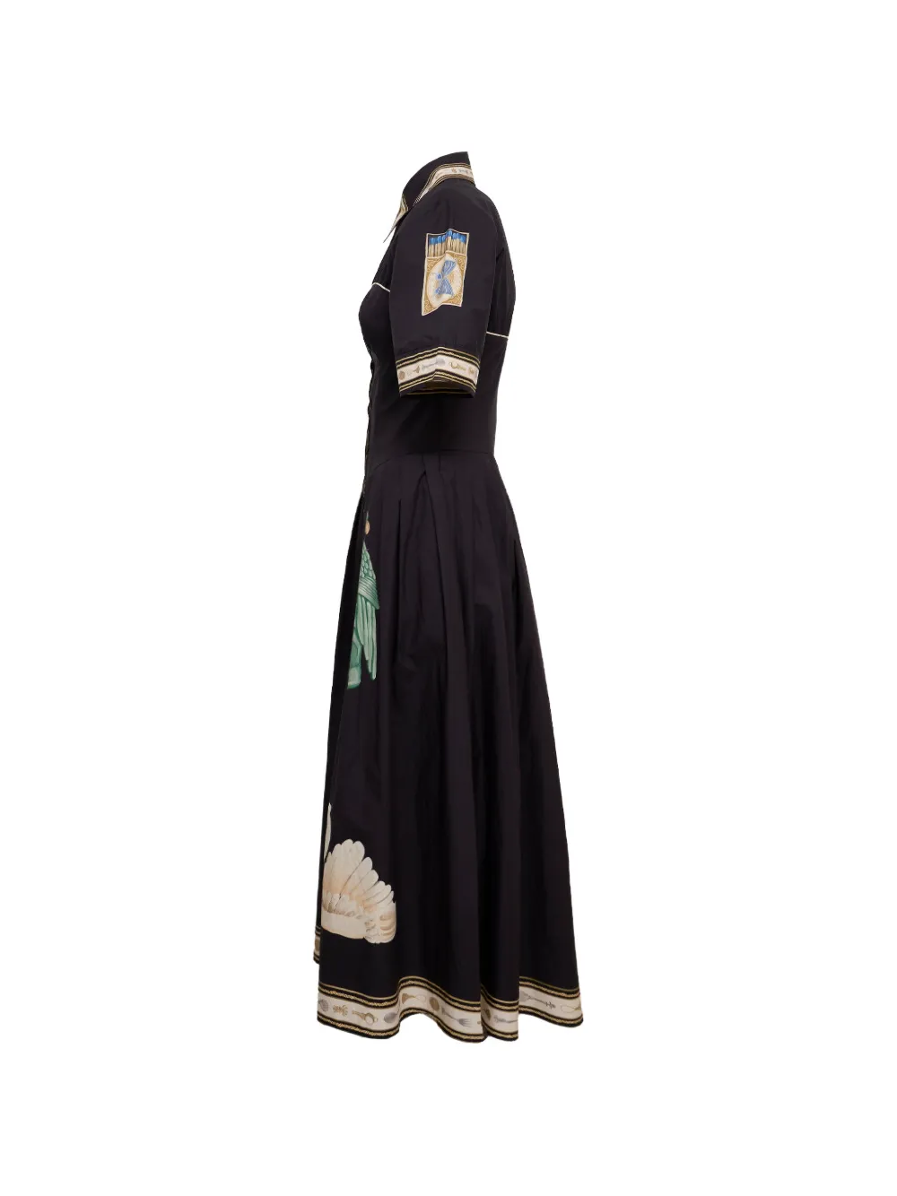 FARM Rio vintage souvenirs black buttoned midi dress Zwart