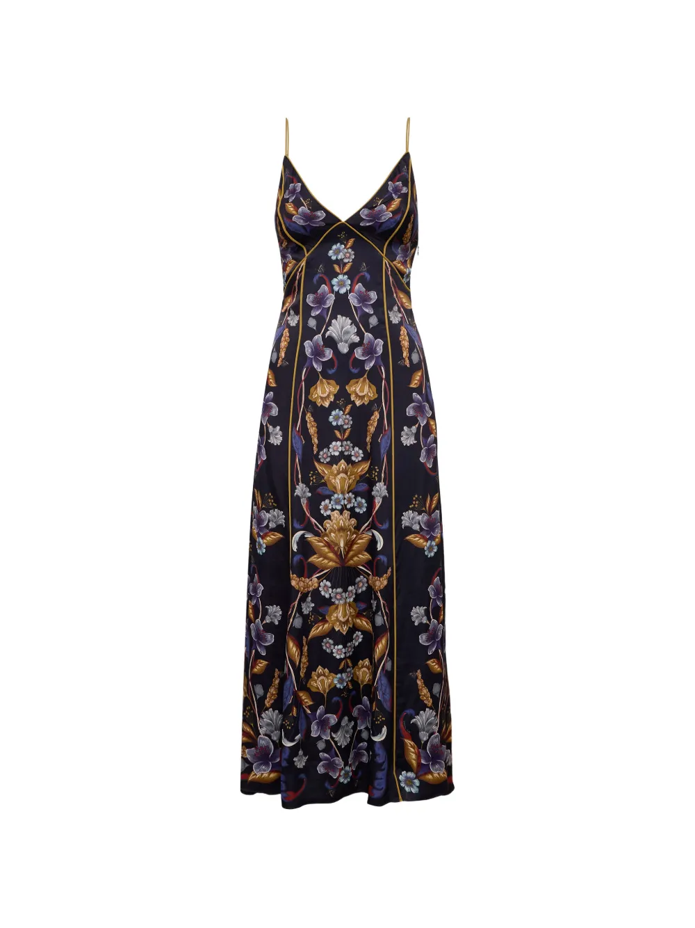 FARM Rio golden nature adjustable straps slip maxi dress Zwart