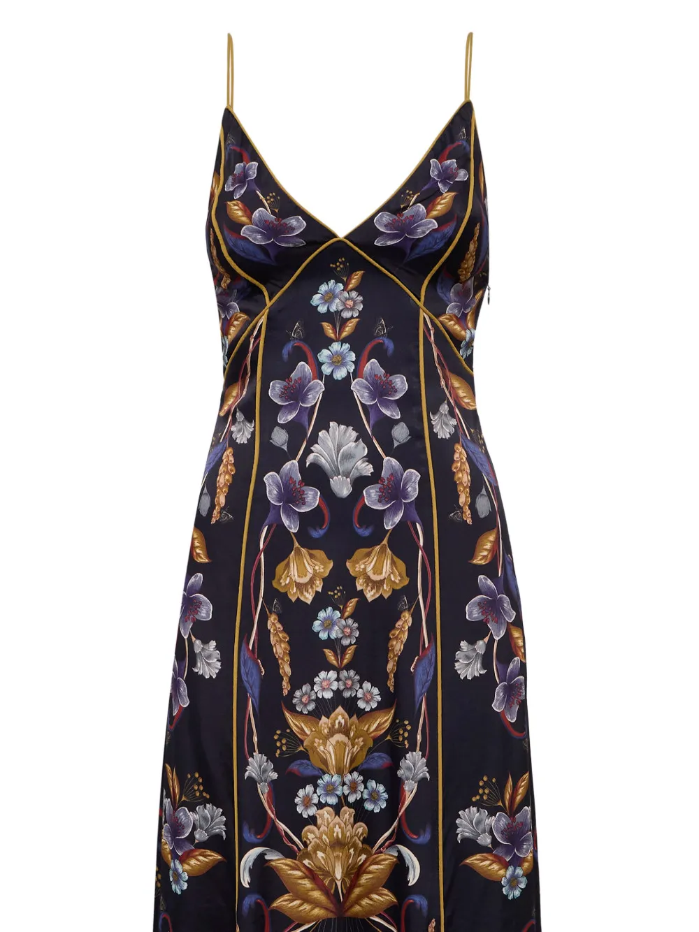 FARM Rio golden nature adjustable straps slip maxi dress Zwart
