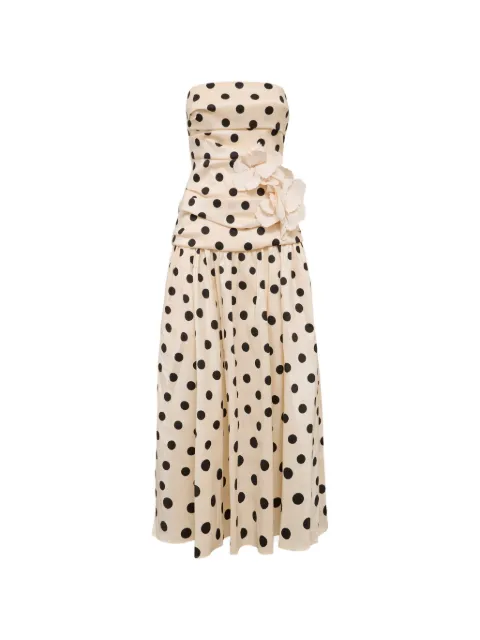 Acler Ketchin polka-dot floral-appliqué flared maxi dress