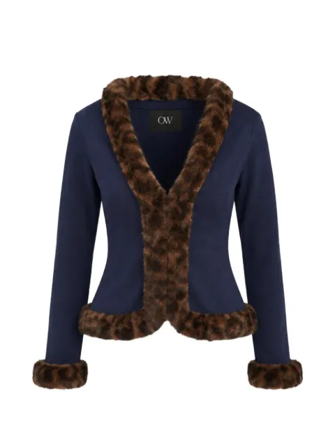 OW Collection x REVOLVE faux-fur trim cardigan