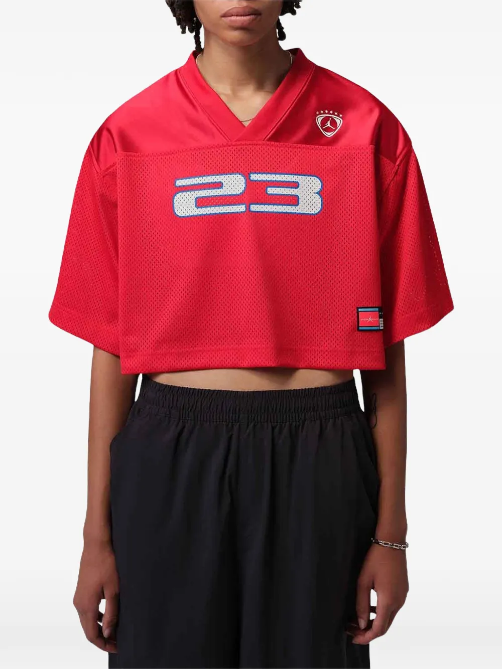 Jordan Brooklyn cropped mesh T-shirt Rood
