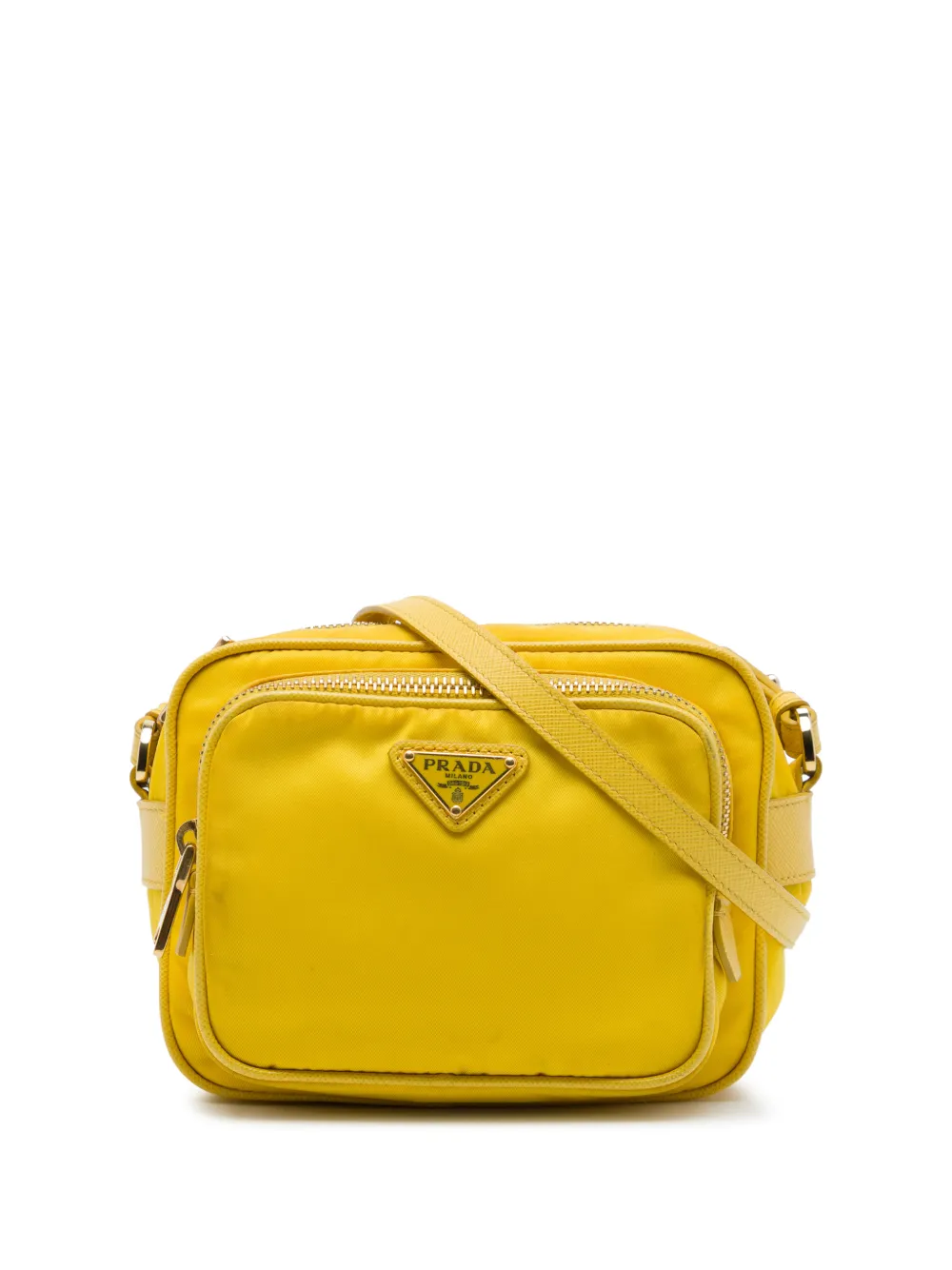 Prada Pre-Owned 2013-2026 Mini Saffiano Trimmed Tessuto Front Pocket Camera Bag crossbody bag - Giallo