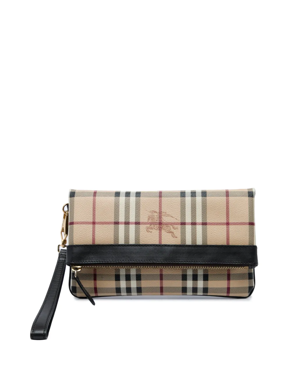 Burberry Pre-Owned 2000-2017 Haymarket Check Coated Canvas Adeline Fold over clutch bag - Nude