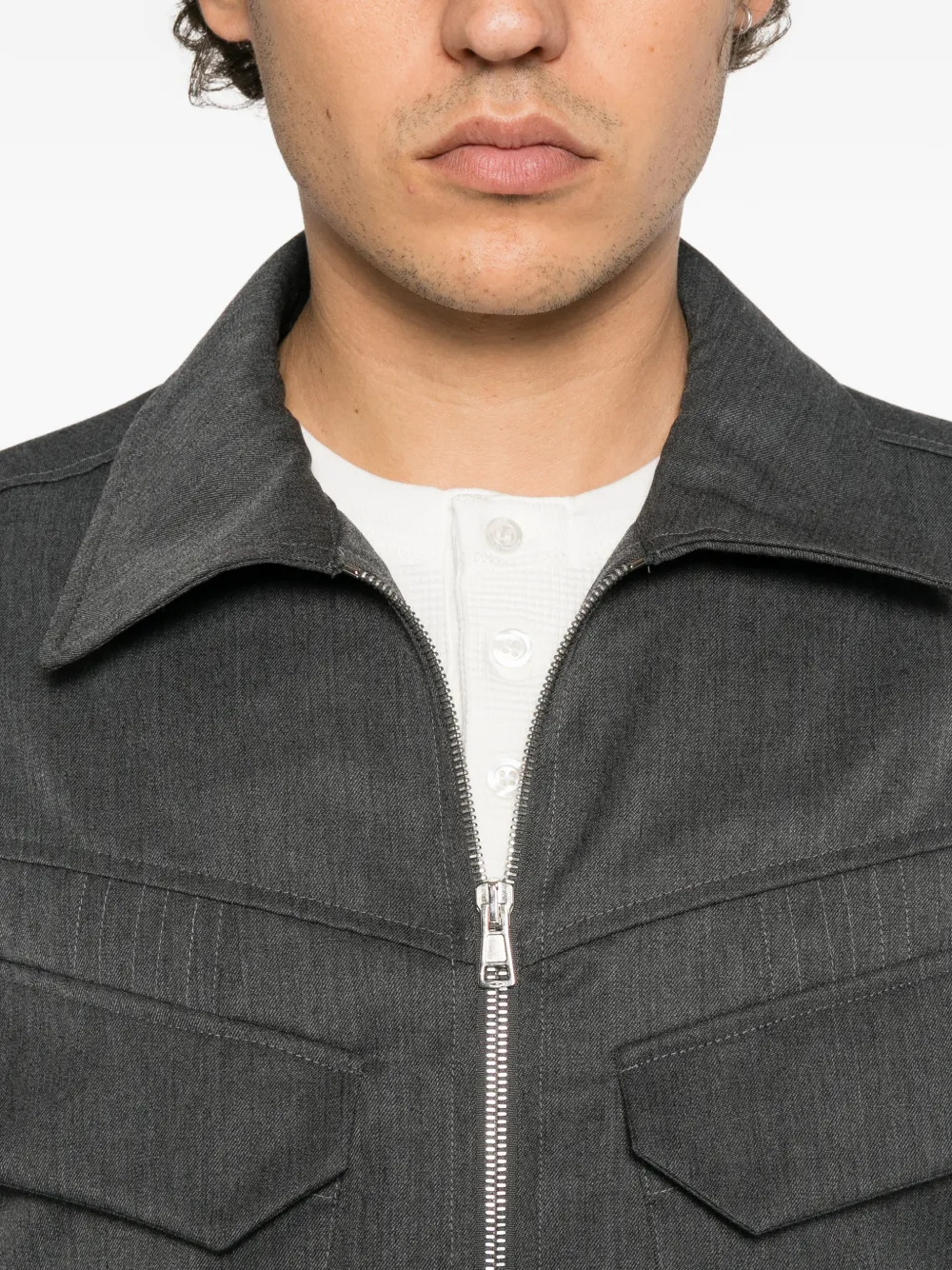 Low Brand zip-up flap-pocket shirt jacket Grijs