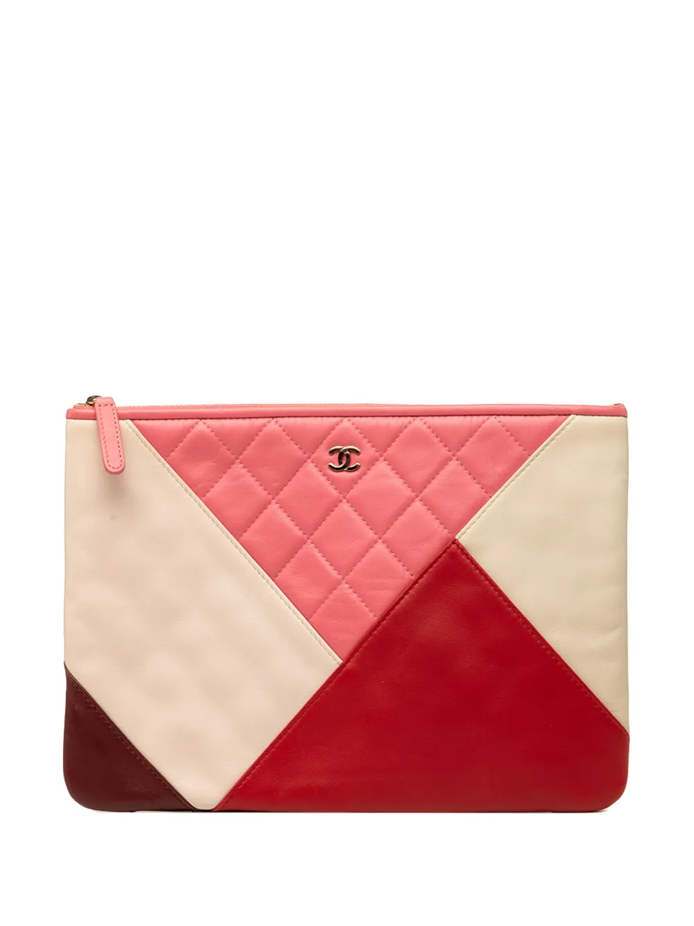 CHANEL Pre-Owned 2016-2017 Medium Quilted Lambskin Colorblock O Case clutch bag - Rosa