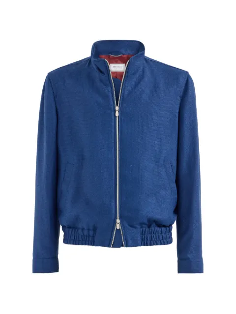 Brunello Cucinelli silk, linen and wool hopsack pilot jacket