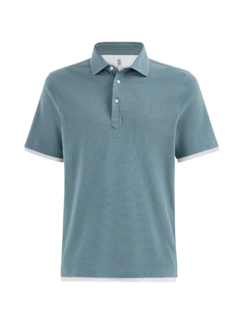 Brunello Cucinelli cotton piqué polo shirt with faux-layering