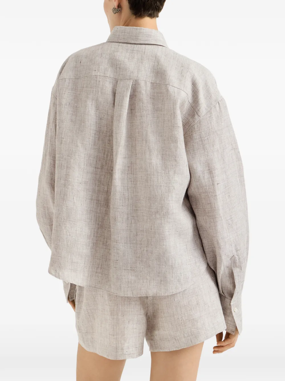 Brunello Cucinelli Blouse met borstzak en verfraaid met Monili Beige