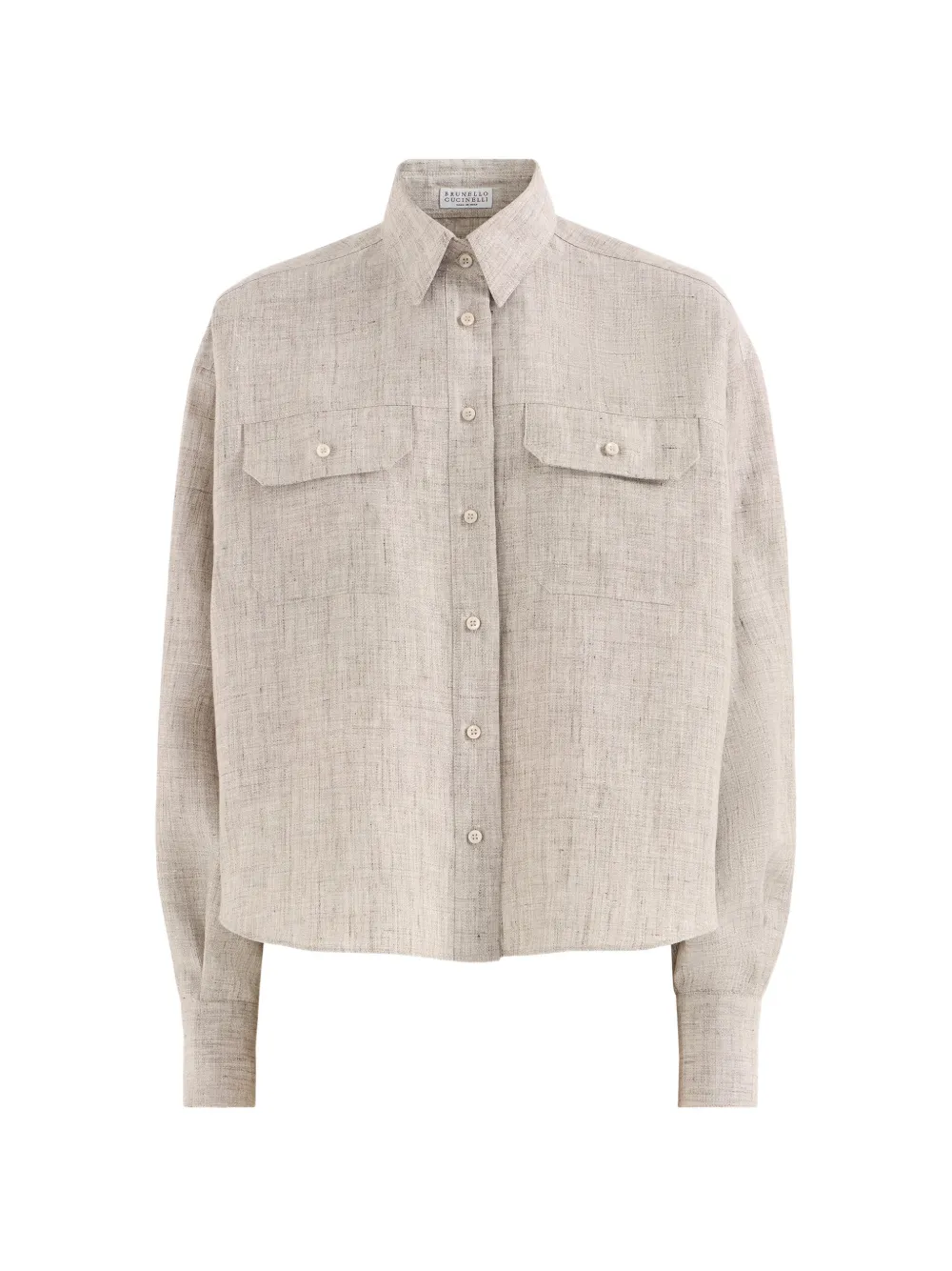 Brunello Cucinelli Blouse met borstzak en verfraaid met Monili Beige