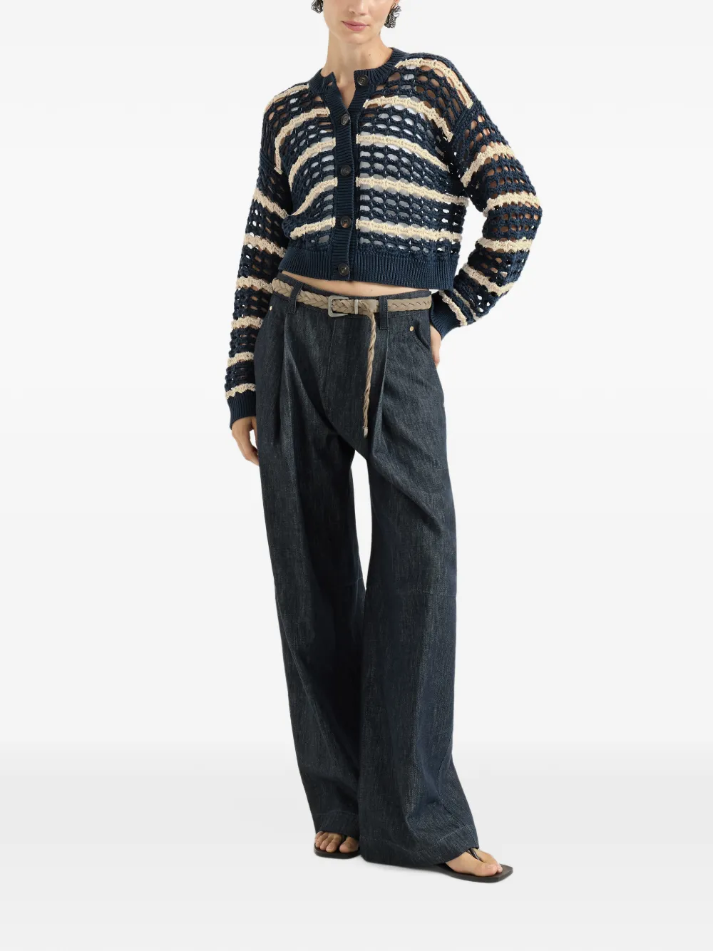 Brunello Cucinelli Katoenen Marina-netvest Blauw