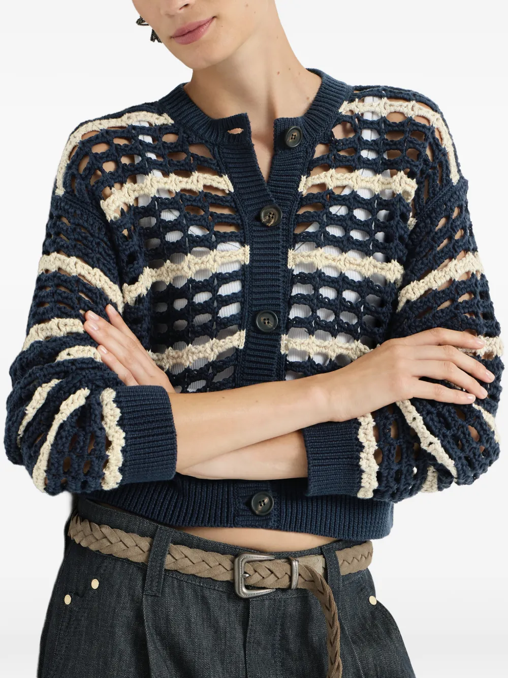 Brunello Cucinelli Katoenen Marina-netvest Blauw