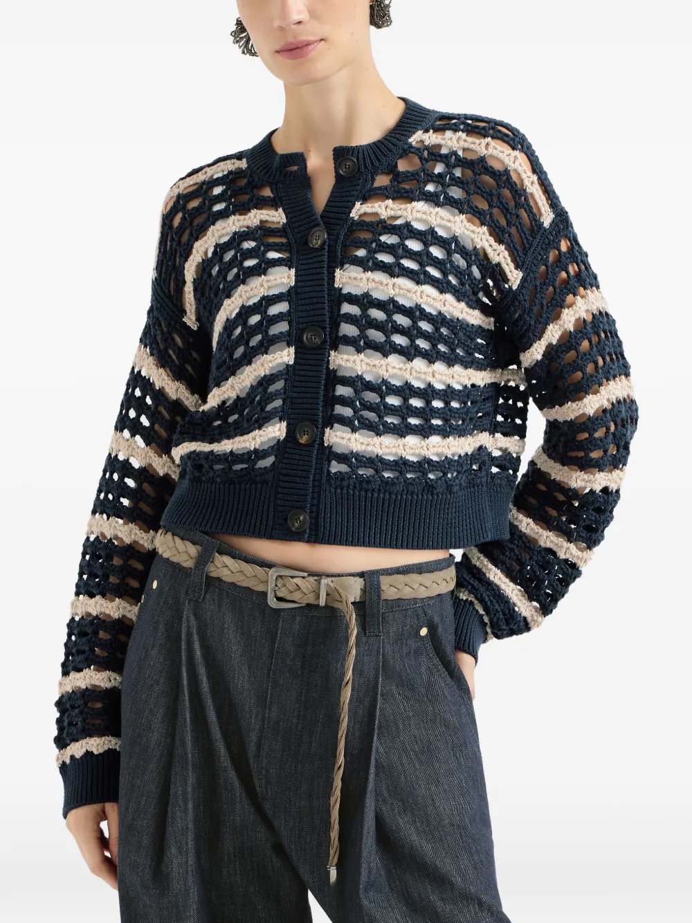 Brunello Cucinelli Katoenen Marina-netvest Blauw