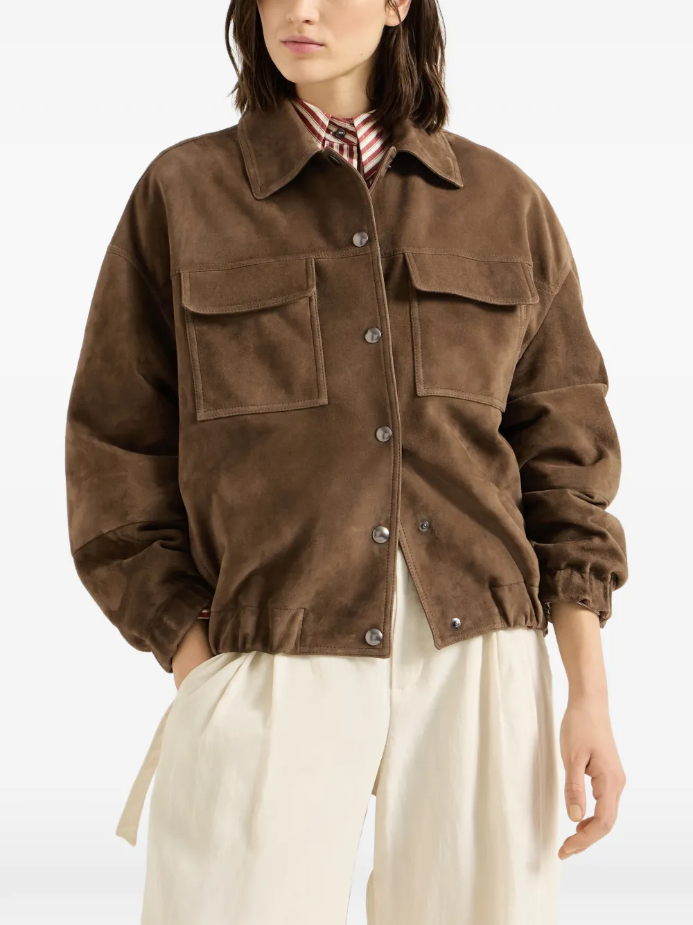 Brunello Cucinelli Monili suède jack Bruin