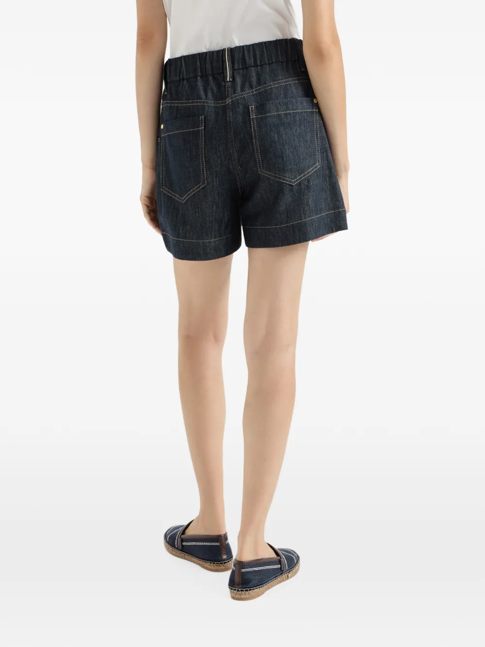 Brunello Cucinelli Twill shorts verfraaid met monili Blauw