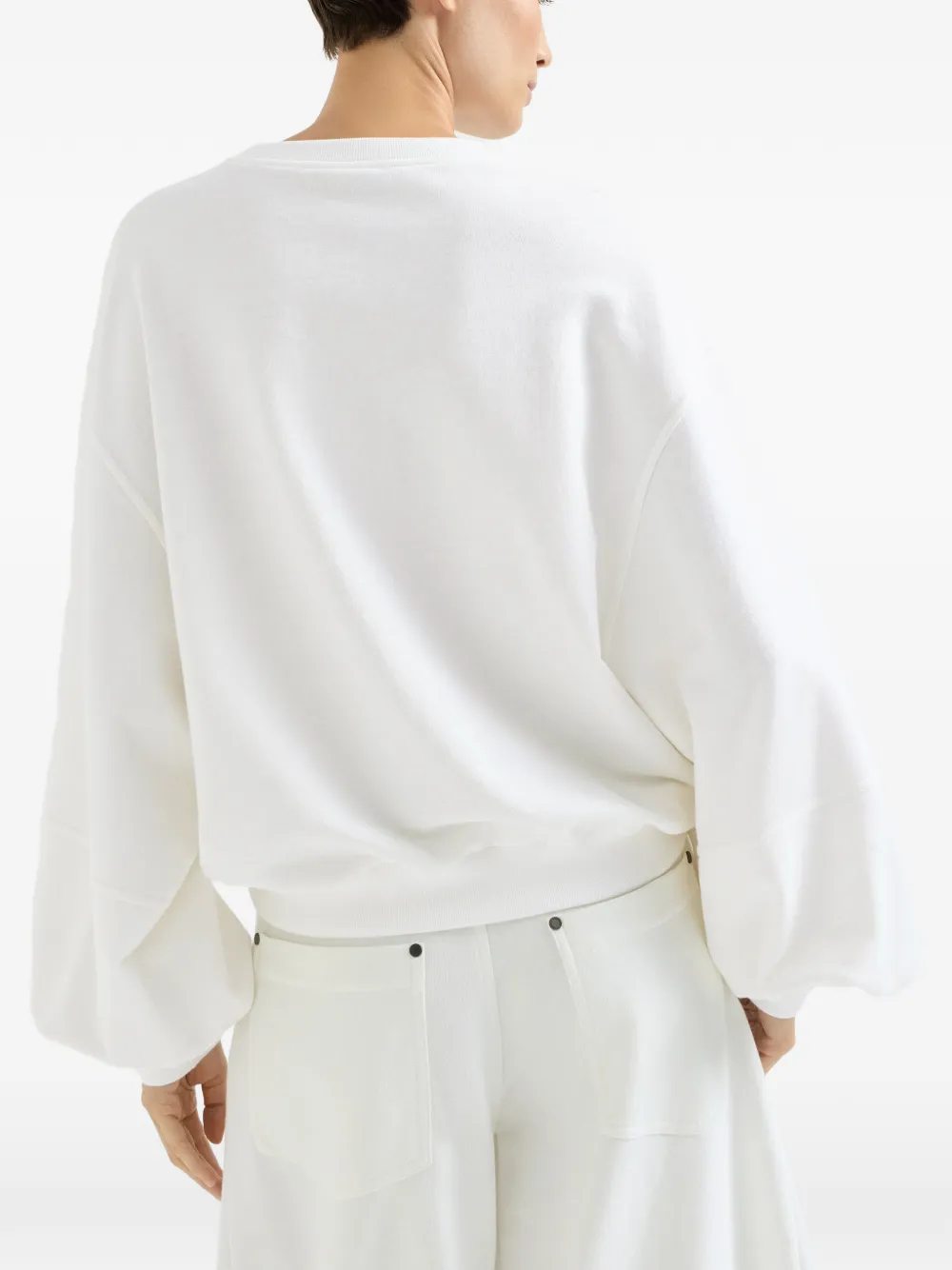 Brunello Cucinelli Katoenen en linnen badstof sweater met Monili Wit