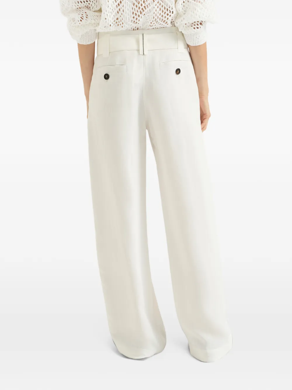 Brunello Cucinelli belted pleated trousers Wit