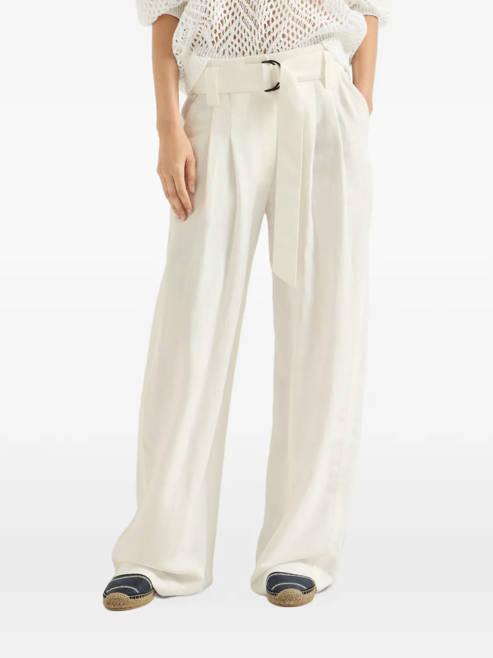 Brunello Cucinelli belted pleated trousers Wit